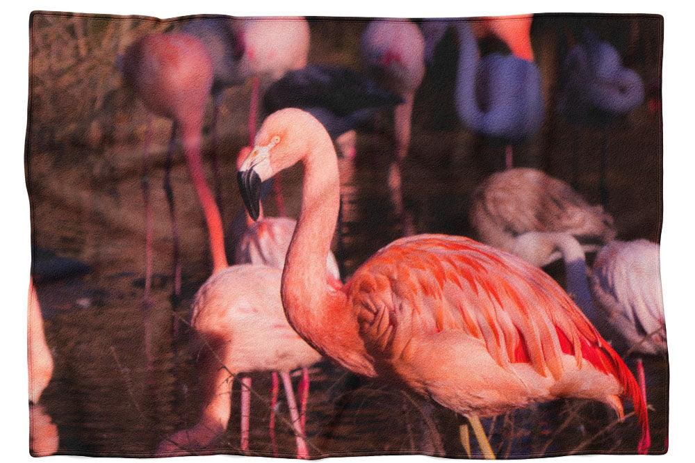 Flamingo in der Dämmerung - Kuscheldecke - Howling Nature