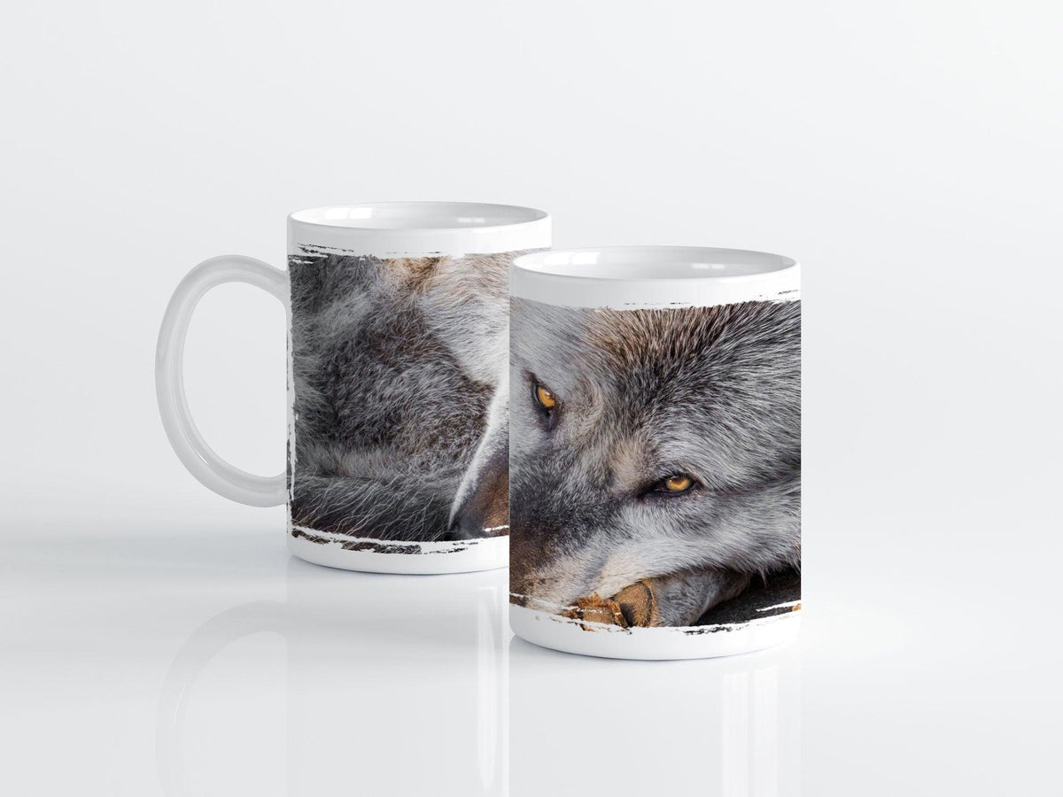 Timberwolf Auge in Auge - Tasse, weiß - Howling Nature